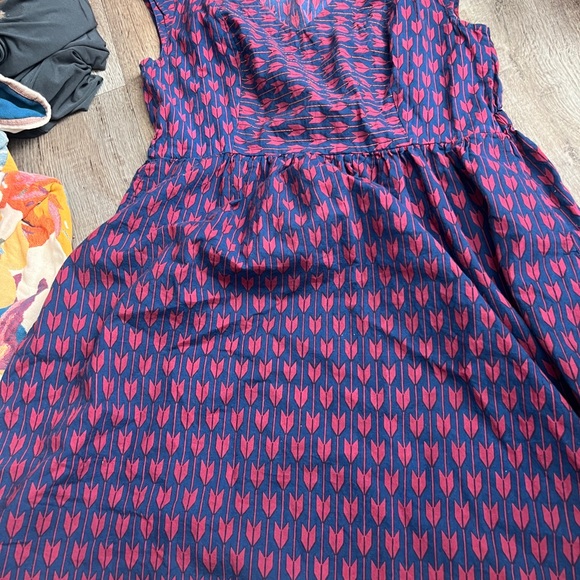 Mata Traders Women's Dark Navy & Burgundy Arrow print Sleeveless A-line Dress XL - Picture 9 of 11